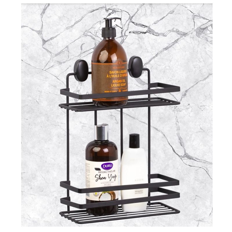 Casa si Gradina - Sanitare - Suporturi si accesorii baie - Accesorii baie - Etajera baie Cover Black, 2 polite, negru - Infinity.ro