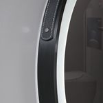 Casa si Gradina - Mobilier - Mobilier baie - Oglinzi baie - Oglinda rotunda cu led si buton touch, cu rama neagra din aluminiu, chinga din piele ecologica, diametru 60cm - Infinity.ro
