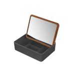 Fashion, accesorii si bijuterii - Femei - Bijuterii femei - Cutii bijuterii - Cutie patrata Feridras Smack pentru bijuterii/cosmetice, cu oglinda, 18x13x5cm, gri inchis - Infinity.ro