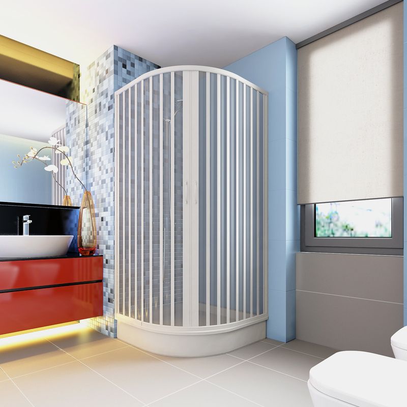 Casa si Gradina - Sanitare - Cazi si cabine de dus - Cabine dus - Cabina dus semirotunda, Giove 90AC, usi armonice, fara cadita, material PVC, 90x90cm - Infinity.ro