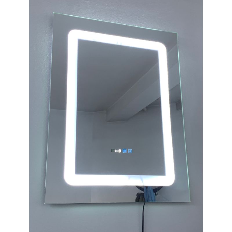 Casa si Gradina - Mobilier - Mobilier baie - Oglinzi baie - Oglinda baie cu LED, dezaburire, buton touch, ceas si termometru, 60x80 cm - Infinity.ro