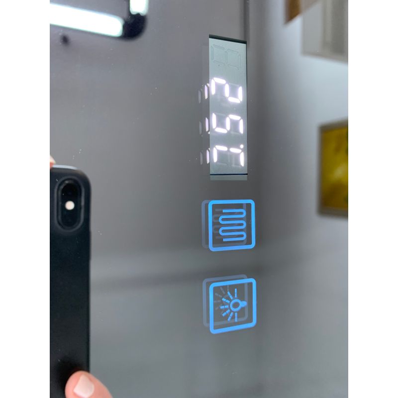 Casa si Gradina - Mobilier - Mobilier baie - Oglinzi baie - Oglinda baie cu LED, dezaburire, buton touch, ceas si termometru, 60x80 cm - Infinity.ro