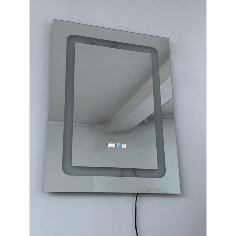 Casa si Gradina - Mobilier - Mobilier baie - Oglinzi baie - Oglinda baie cu LED, dezaburire, buton touch, ceas si termometru, 60x80 cm - Infinity.ro