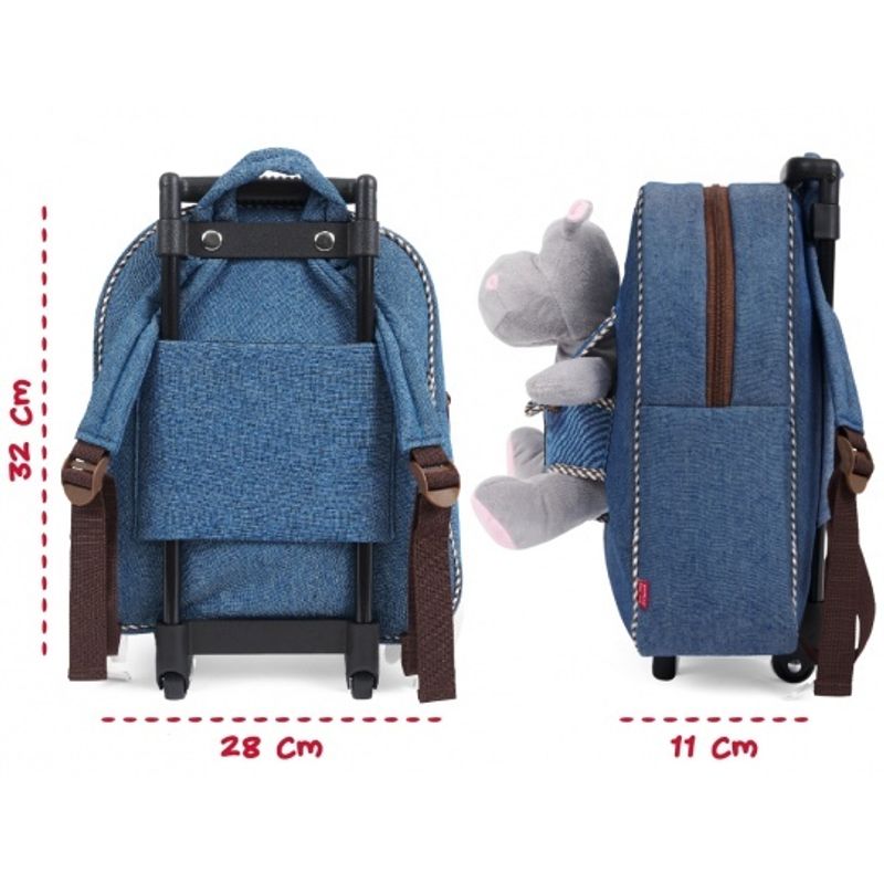 Carti si Birotica - Rechizite - Rucsacuri si genti scolare - Ghiozdan troller, Perletti, model Hipopotam Holly, 32 cm, colectia Perletti Toys - Infinity.ro