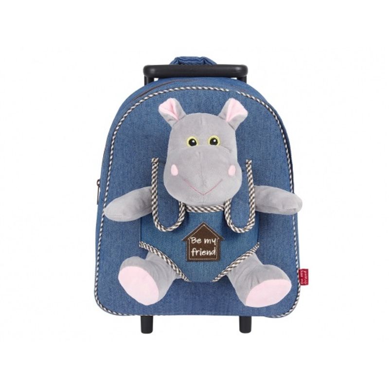 Carti si Birotica - Rechizite - Rucsacuri si genti scolare - Ghiozdan troller, Perletti, model Hipopotam Holly, 32 cm, colectia Perletti Toys - Infinity.ro