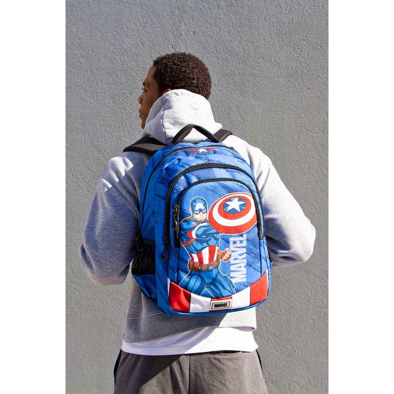 Carti si Birotica - Rechizite - Rucsacuri si genti scolare - Ghiozdan scoala Captain America Gears 46 x 34 x 21 cm Albastru 46 x 34 x 21 cm - Infinity.ro