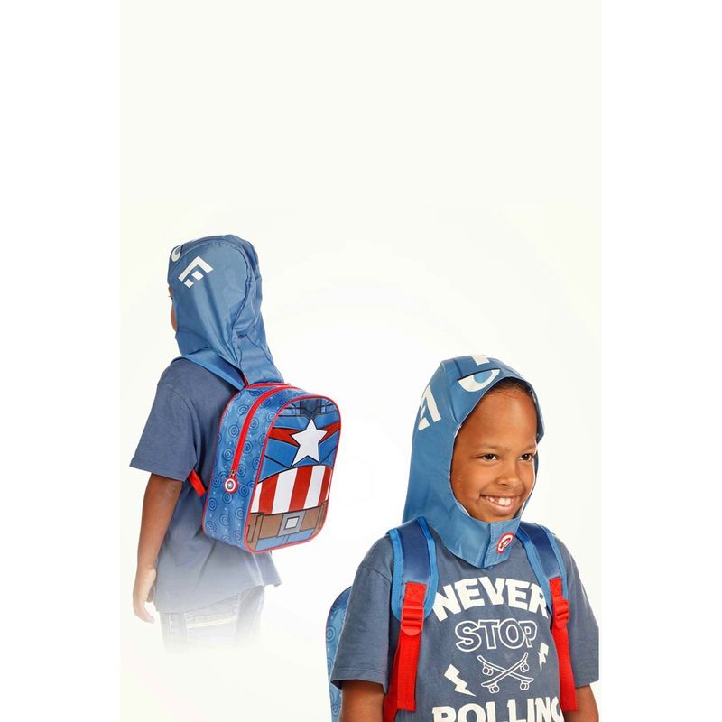 Carti si Birotica - Rechizite - Rucsacuri si genti scolare - Ghiozdan gradinita Captain America cu gluga 31 x 26 x 11 cm 31 x 26 x 11 cm Albastru/Rosu - Infinity.ro