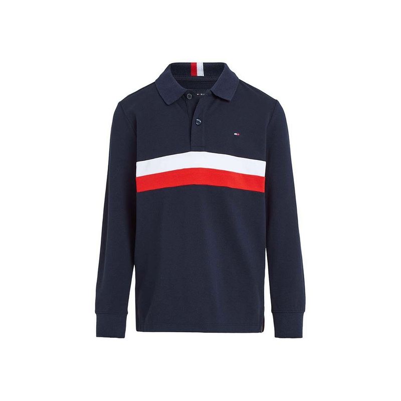 Fashion, accesorii si bijuterii - Copii - Imbracaminte copii - Bluze si camasi copii - Bluza polo baieti Tommy Hilfiger KB0KB08656 140 CM Bleumarin 10 ani - Infinity.ro
