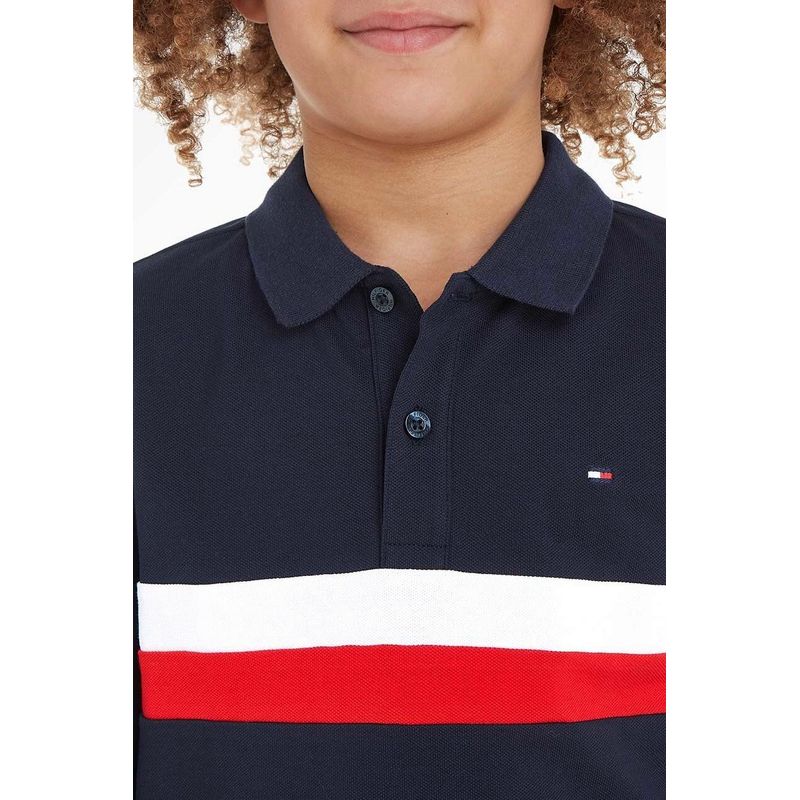 Fashion, accesorii si bijuterii - Copii - Imbracaminte copii - Bluze si camasi copii - Bluza polo baieti Tommy Hilfiger KB0KB08656 140 CM Bleumarin 10 ani - Infinity.ro