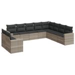 Casa si Gradina - Gradina si terasa - Mobilier exterior - Seturi mobila gradina - Set canapele de gradina cu perne 10 piese gri deschis poliratan - Infinity.ro