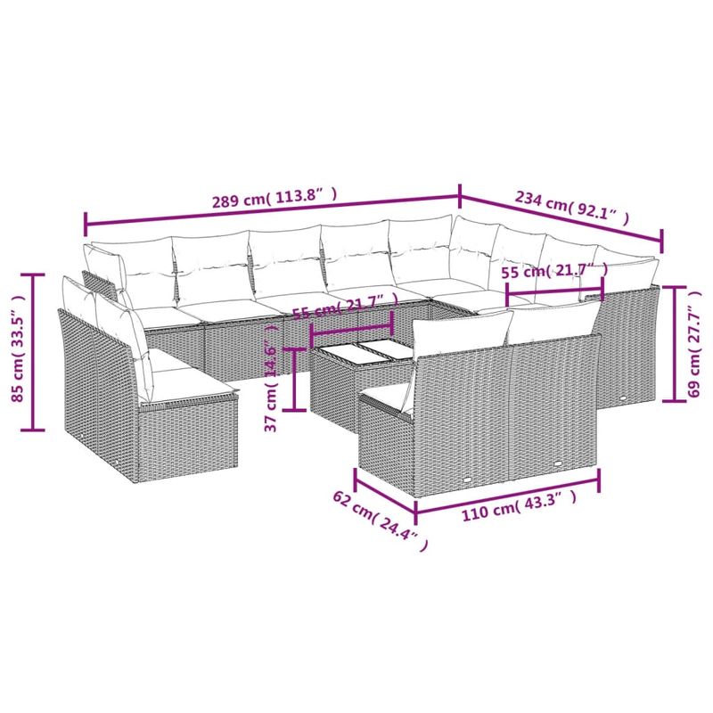 Casa si Gradina - Gradina si terasa - Mobilier exterior - Seturi mobila gradina - Set canapele de gradina cu perne, 13piese gri deschis poliratan - Infinity.ro
