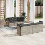 Casa si Gradina - Gradina si terasa - Mobilier exterior - Seturi mobila gradina - Set mobilier de gradina cu perne, 8 piese gri deschis poliratan - Infinity.ro