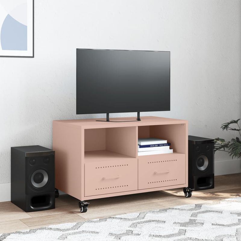 Casa si Gradina - Mobilier - Comode si corpuri - Comode - Dulap TV, roz, 68x39x43,5 cm, otel laminat la rece - Infinity.ro