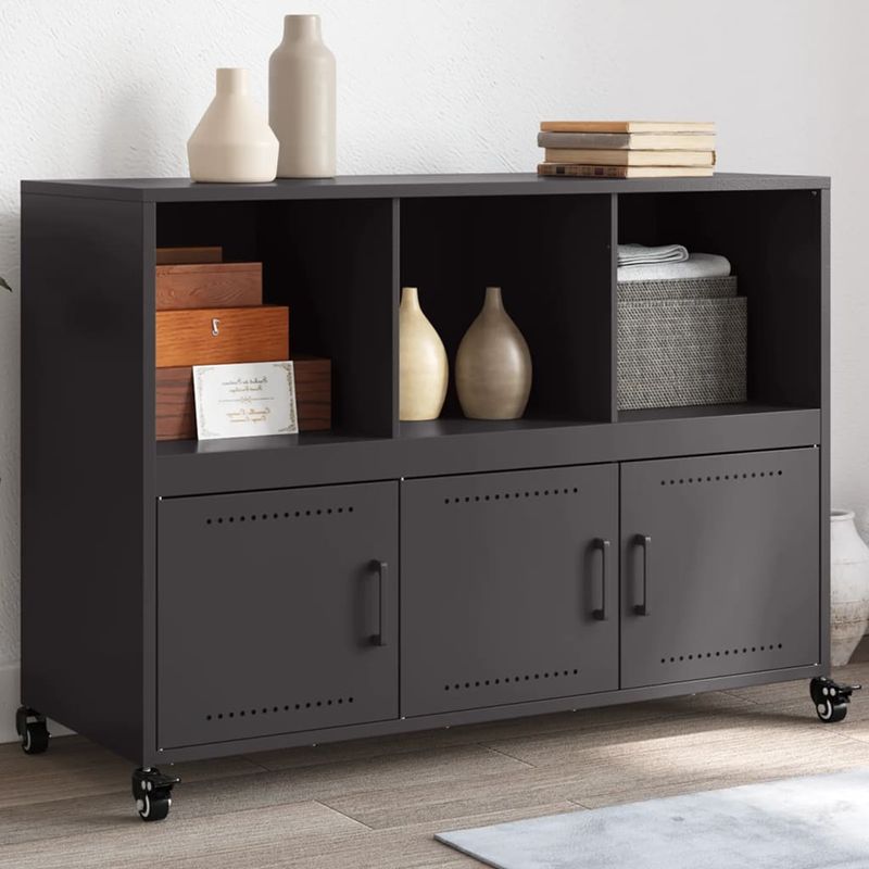 Casa si Gradina - Mobilier - Comode si corpuri - Comode - Dulap, negru, 100,5x39x72 cm, otel laminat la rece - Infinity.ro