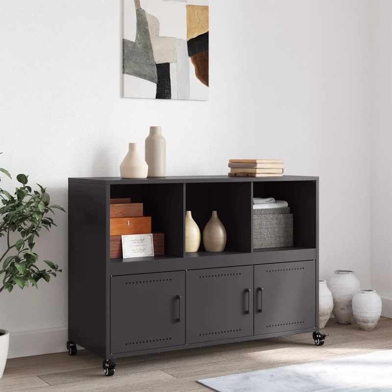 Casa si Gradina - Mobilier - Comode si corpuri - Comode - Dulap, negru, 100,5x39x72 cm, otel laminat la rece - Infinity.ro