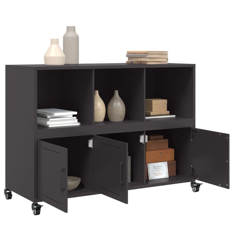 Casa si Gradina - Mobilier - Comode si corpuri - Comode - Dulap, negru, 100,5x39x72 cm, otel laminat la rece - Infinity.ro