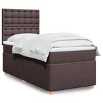 Casa si Gradina - Mobilier - Paturi si accesorii - Paturi - Pat box spring cu saltea, maro inchis, 90x200 cm, textil - Infinity.ro