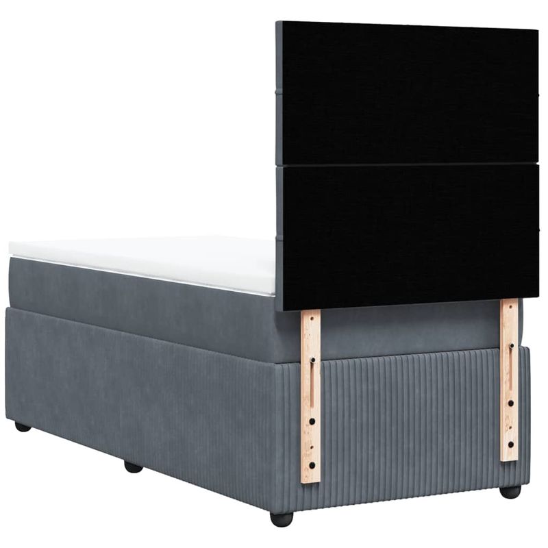 Casa si Gradina - Mobilier - Paturi si accesorii - Paturi - Pat box spring cu saltea, gri inchis, 90x190 cm, catifea - Infinity.ro