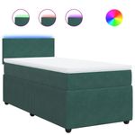 Casa si Gradina - Mobilier - Paturi si accesorii - Paturi - Pat box spring cu saltea, verde inchis, 90x190 cm, catifea - Infinity.ro
