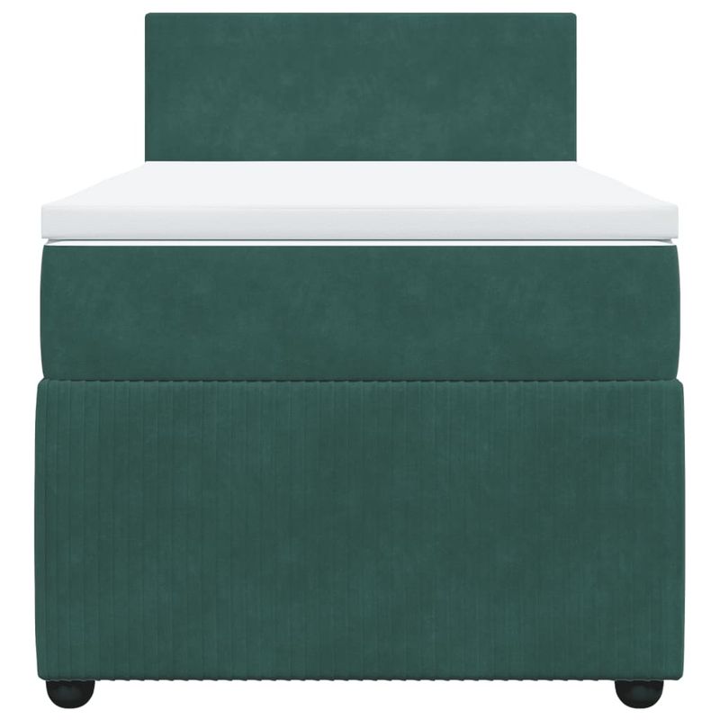 Casa si Gradina - Mobilier - Paturi si accesorii - Paturi - Pat box spring cu saltea, verde inchis, 90x190 cm, catifea - Infinity.ro