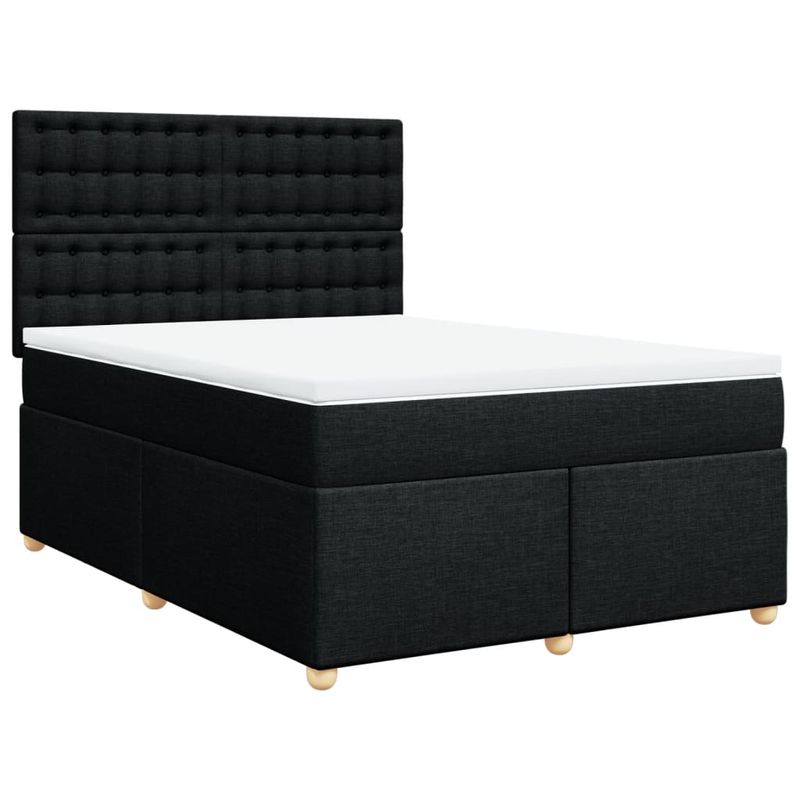 Casa si Gradina - Mobilier - Paturi si accesorii - Paturi - Pat box spring cu saltea, negru, 140x190 cm, textil - Infinity.ro