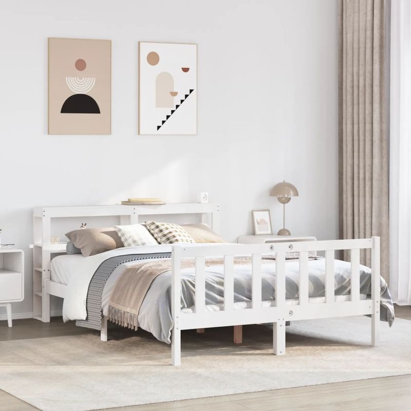 Casa si Gradina - Mobilier - Paturi si accesorii - Paturi - Cadru de pat fara saltea, alb, 120x190 cm, lemn masiv pin - Infinity.ro