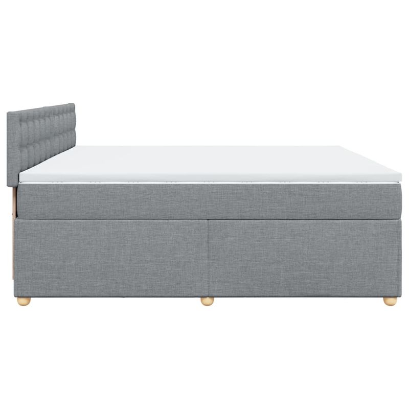 Casa si Gradina - Mobilier - Paturi si accesorii - Paturi - Pat box spring cu saltea, gri deschis, 200x200 cm, textil - Infinity.ro