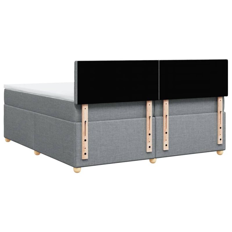 Casa si Gradina - Mobilier - Paturi si accesorii - Paturi - Pat box spring cu saltea, gri deschis, 200x200 cm, textil - Infinity.ro