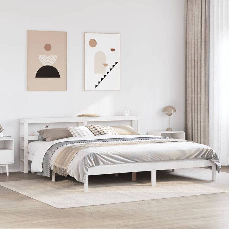 Casa si Gradina - Mobilier - Paturi si accesorii - Paturi - Cadru de pat fara saltea, alb, 200x200 cm, lemn masiv pin - Infinity.ro