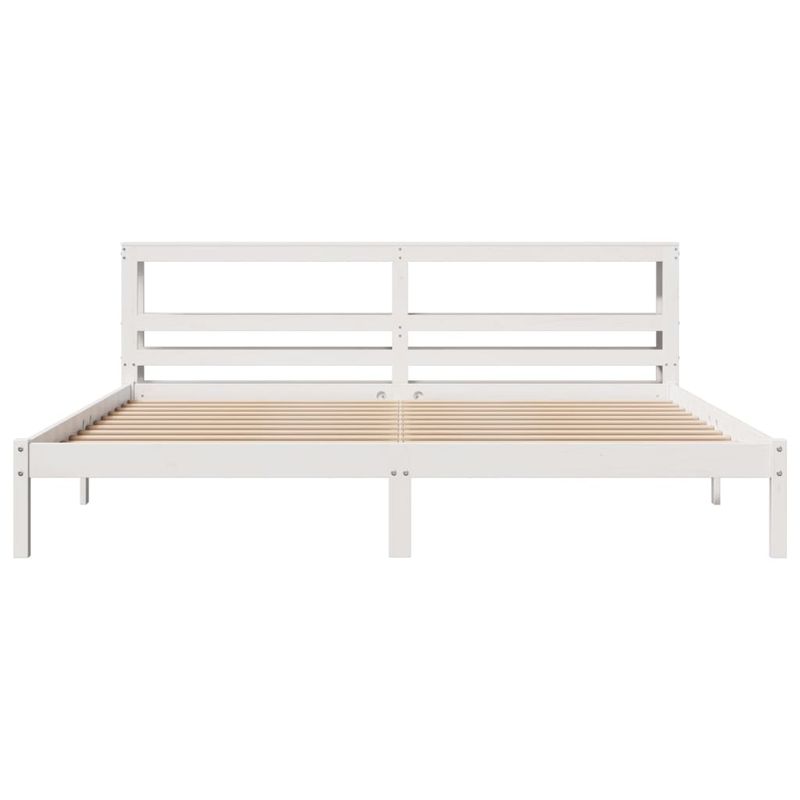Casa si Gradina - Mobilier - Paturi si accesorii - Paturi - Cadru de pat fara saltea, alb, 200x200 cm, lemn masiv pin - Infinity.ro