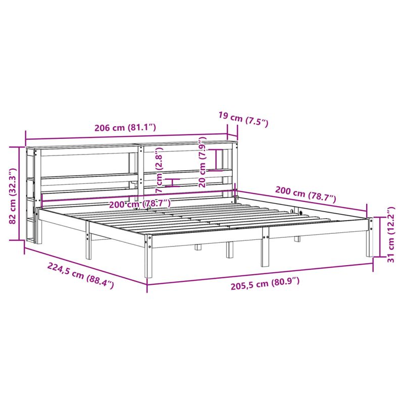 Casa si Gradina - Mobilier - Paturi si accesorii - Paturi - Cadru de pat fara saltea, alb, 200x200 cm, lemn masiv pin - Infinity.ro