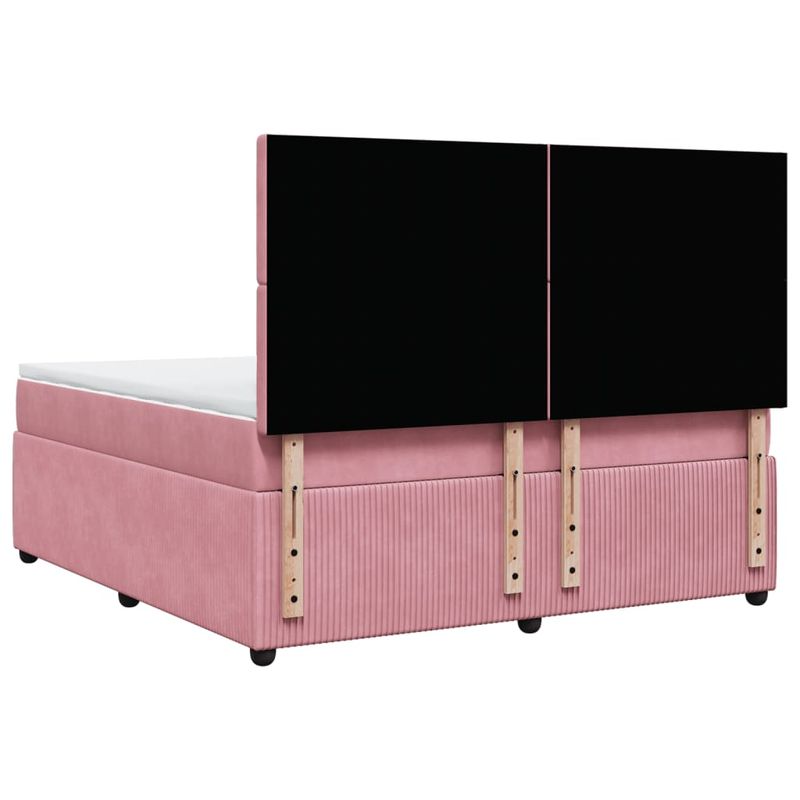 Casa si Gradina - Mobilier - Paturi si accesorii - Paturi - Pat box spring cu saltea, roz, 180x200 cm, catifea - Infinity.ro