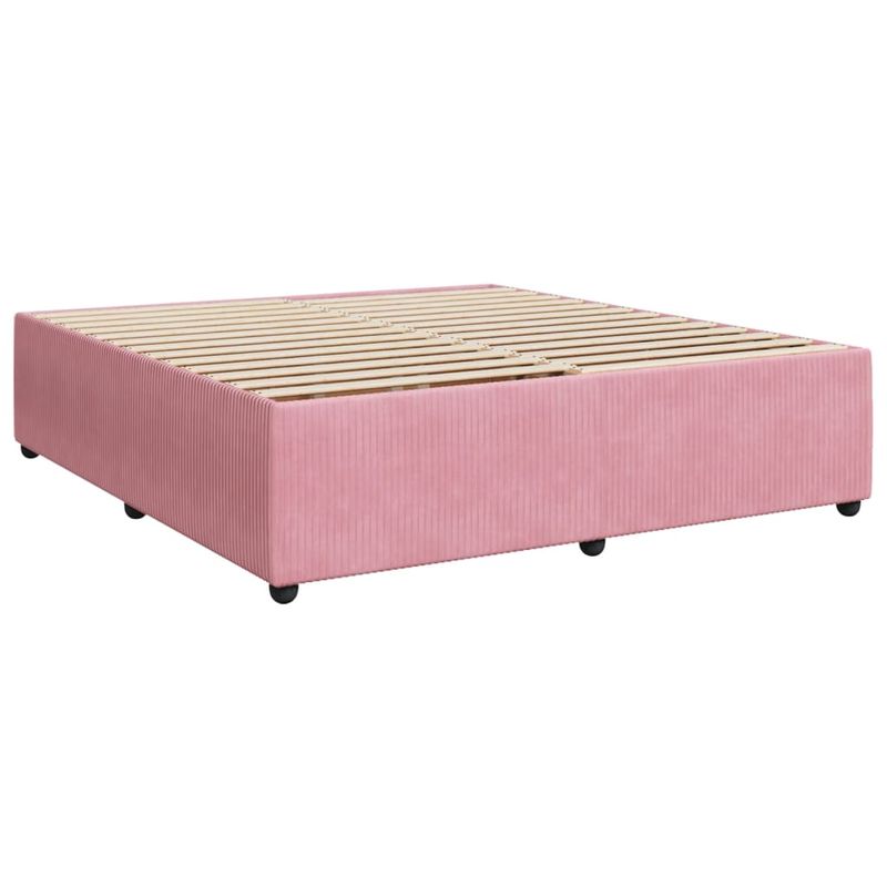 Casa si Gradina - Mobilier - Paturi si accesorii - Paturi - Pat box spring cu saltea, roz, 180x200 cm, catifea - Infinity.ro