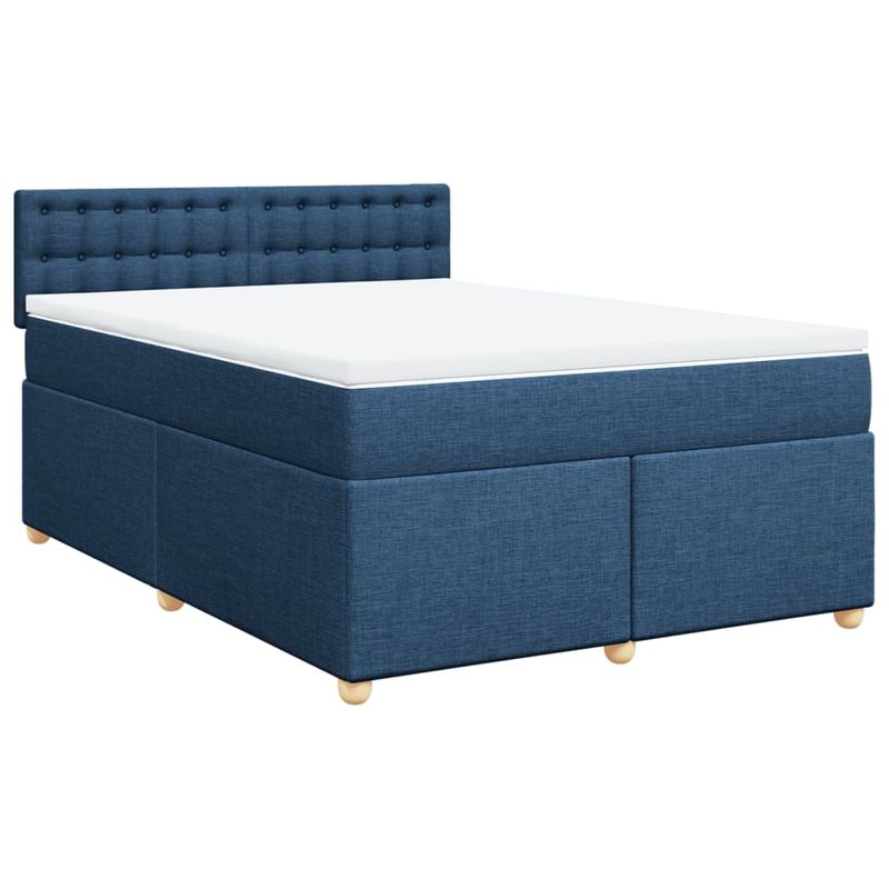 Casa si Gradina - Mobilier - Paturi si accesorii - Paturi - Pat continental cu saltea, albastru, 140x200cm, material textil - Infinity.ro