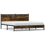 Casa si Gradina - Mobilier - Paturi si accesorii - Paturi - Cadru pat metalic fara saltea, stejar fumuriu, 180x200 cm - Infinity.ro