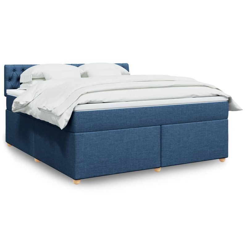 Casa si Gradina - Mobilier - Paturi si accesorii - Paturi - Pat box spring cu saltea, albastru, 180x200 cm, material textil - Infinity.ro