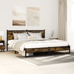 Casa si Gradina - Mobilier - Paturi si accesorii - Paturi - Cadru pat metalic fara saltea, stejar fumuriu, 180x200 cm - Infinity.ro