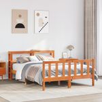 Casa si Gradina - Mobilier - Paturi si accesorii - Paturi - Cadru de pat cu tablie, maro ceruit, 120x200 cm, lemn masiv pin - Infinity.ro