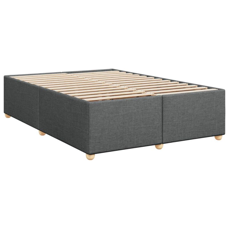 Casa si Gradina - Mobilier - Paturi si accesorii - Paturi - Pat box spring cu saltea, gri inchis, 140x190 cm, textil - Infinity.ro