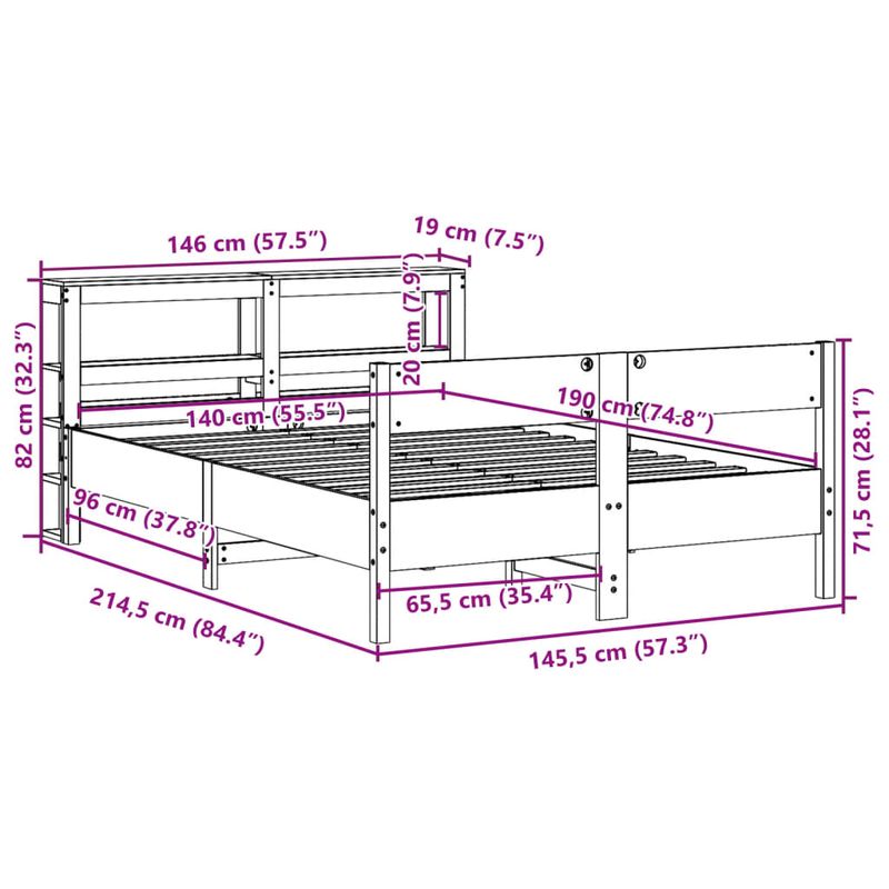 Casa si Gradina - Mobilier - Paturi si accesorii - Paturi - Cadru pat fara saltea, maro ceruit, 140x190 cm, lemn masiv pin - Infinity.ro