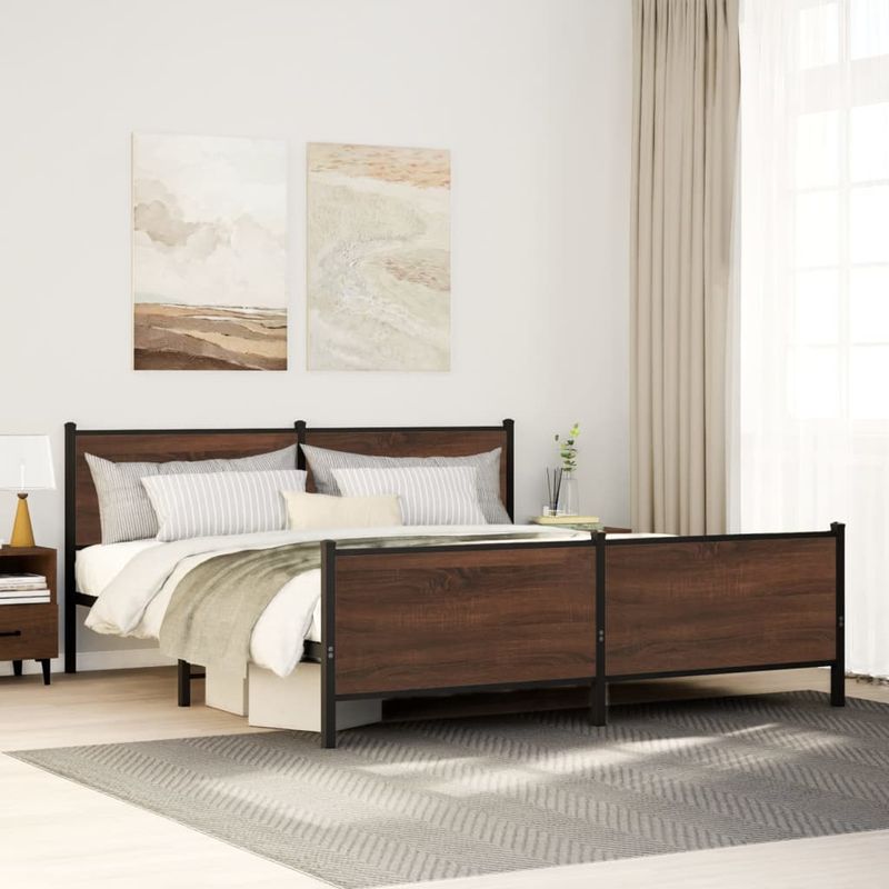 Casa si Gradina - Mobilier - Paturi si accesorii - Paturi - Cadru pat metalic cu tablie la cap/picioare, 140x190 cm, model cu tăblie și suport de picioare - Infinity.ro