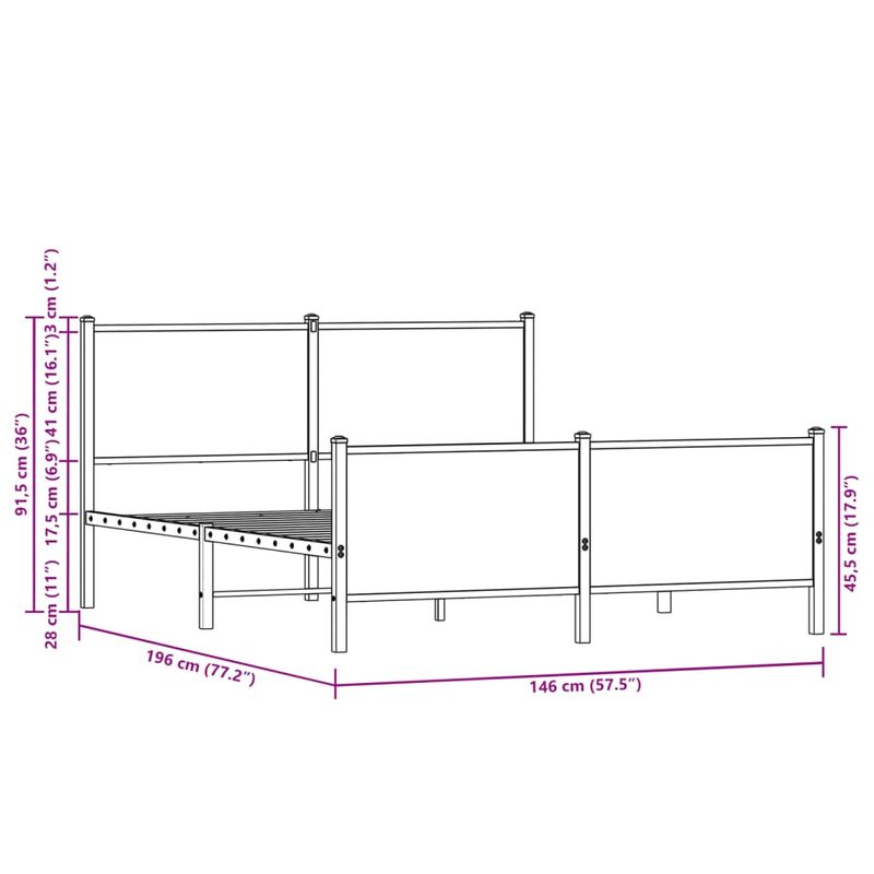 Casa si Gradina - Mobilier - Paturi si accesorii - Paturi - Cadru pat metalic cu tablie la cap/picioare, 140x190 cm, model cu tăblie și suport de picioare - Infinity.ro
