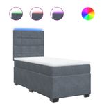 Casa si Gradina - Mobilier - Paturi si accesorii - Paturi - Pat box spring cu saltea, gri inchis, 90x200 cm, catifea - Infinity.ro