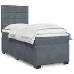 Casa si Gradina - Mobilier - Paturi si accesorii - Paturi - Pat box spring cu saltea, gri inchis, 90x200 cm, catifea - Infinity.ro
