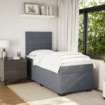 Casa si Gradina - Mobilier - Paturi si accesorii - Paturi - Pat box spring cu saltea, gri inchis, 90x200 cm, catifea - Infinity.ro
