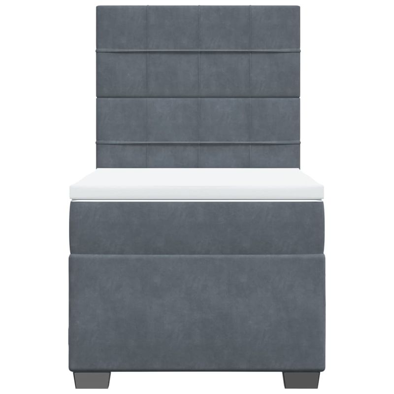 Casa si Gradina - Mobilier - Paturi si accesorii - Paturi - Pat box spring cu saltea, gri inchis, 90x200 cm, catifea - Infinity.ro