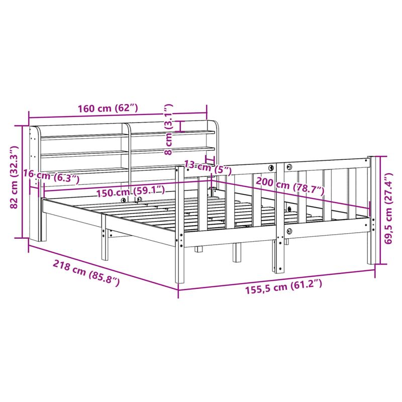 Casa si Gradina - Mobilier - Paturi si accesorii - Paturi - Cadru de pat cu tablie, maro ceruit, 150x200 cm, lemn masiv pin - Infinity.ro
