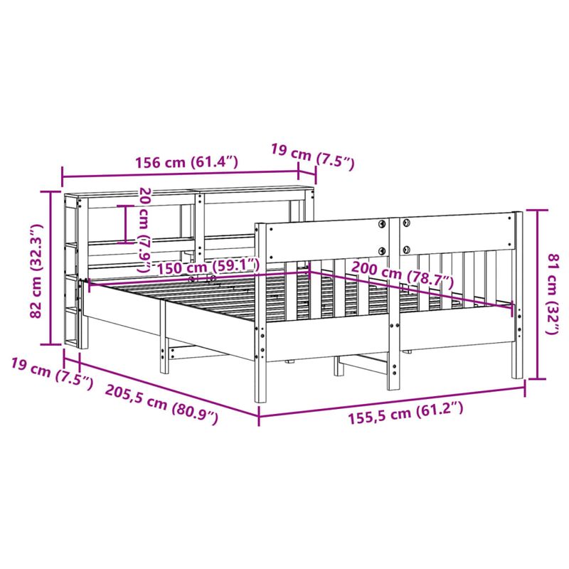 Casa si Gradina - Mobilier - Paturi si accesorii - Paturi - Cadru de pat fara saltea, 150x200 cm, lemn masiv pin - Infinity.ro