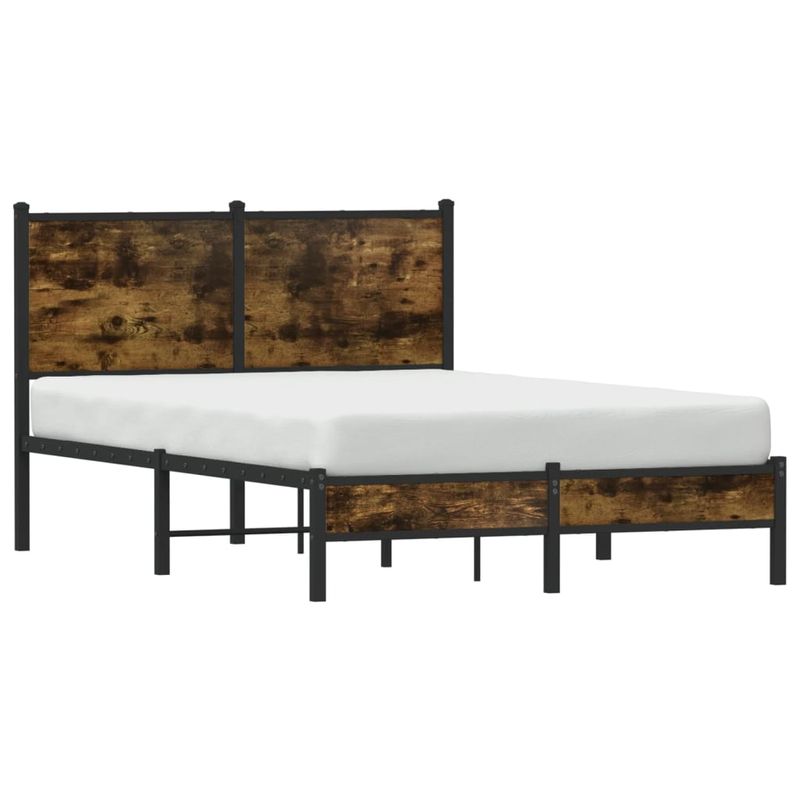 Casa si Gradina - Mobilier - Paturi si accesorii - Paturi - Cadru pat metalic fara saltea, stejar fumuriu, 120x190 cm - Infinity.ro