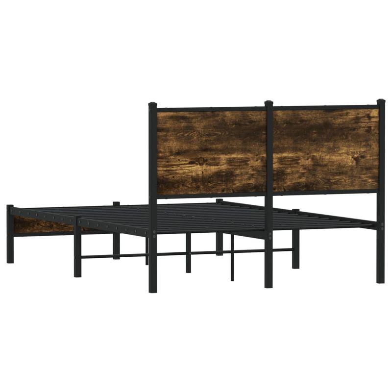 Casa si Gradina - Mobilier - Paturi si accesorii - Paturi - Cadru pat metalic fara saltea, stejar fumuriu, 120x190 cm - Infinity.ro